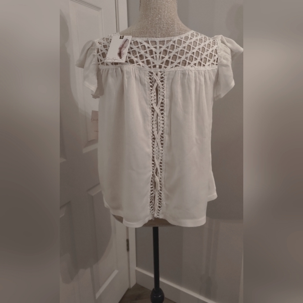 Jessica Simpson Girls White lined embroidered top